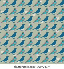 Colorful birds seamless pattern.