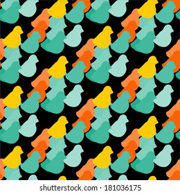 Colorful birds seamless pattern.