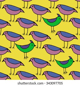 Colorful Birds. Seamless pattern.