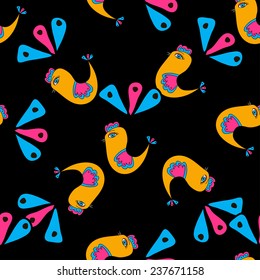 Colorful birds seamless pattern on a background. Vector