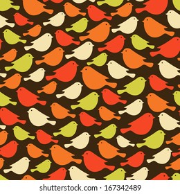 Colorful birds seamless patterns. Vector illustration. 