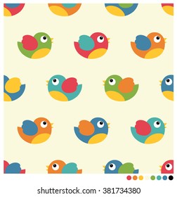Colorful birds seamless vector pattern