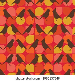 Pájaros coloridos con un patrón de repetición vectorial transparente