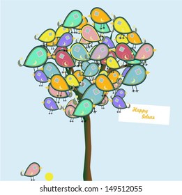 Colorful birds vector background