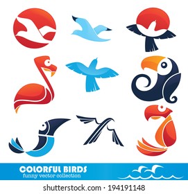 colorful birds, vector collection