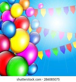 Colorful Birthday background with balloons 
