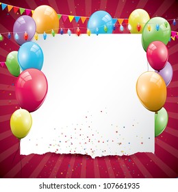 Colorful Birthday background with balloons and place for text