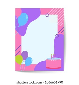 Colorful Birthday background with balloons and place for text in A4 size