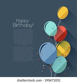Colorful Birthday Background In Flat Design Style 