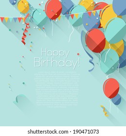 Colorful Birthday Background In Flat Design Style