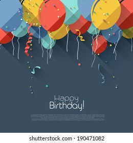 Colorful Birthday Background In Flat Design Style 