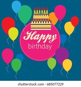 Colorful birthday background in flat design style