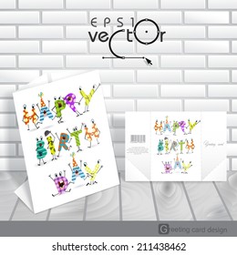 Colorful Birthday Background. Greeting Card Design, Template. Vector Illustration