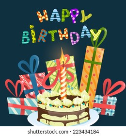 Colorful Birthday Background. Vector Illustration. Eps 10