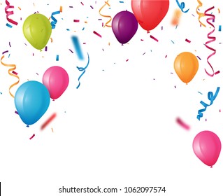 Colorful birthday balloon and confetti