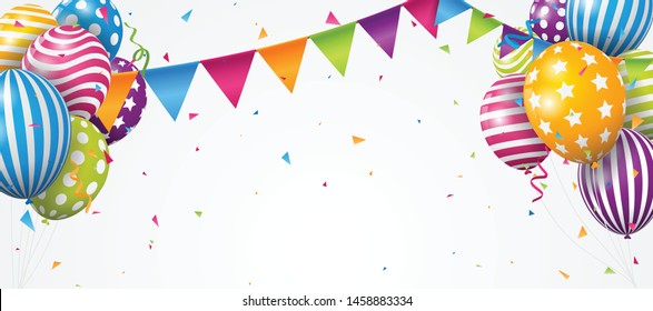 Colorful Birthday balloon with confetti