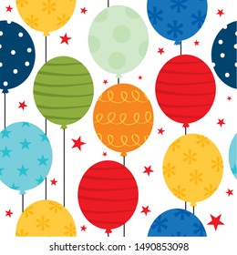 colorful birthday balloon seamless pattern design