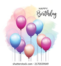 Colorful birthday balloons celebration card background