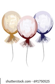 Colorful birthday balloons. Watercolor balloons.