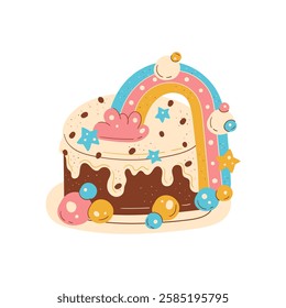  Colorful birthday cake with candles, gifts, and festive decorations for a joyful celebration