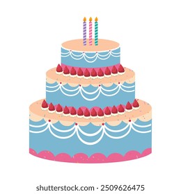 Colorful Birthday Cake with Festive Decorations
