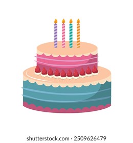Colorful Birthday Cake with Festive Decorations