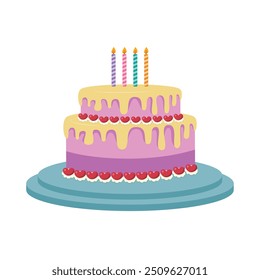 Colorful Birthday Cake with Festive Decorations