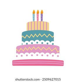 Colorful Birthday Cake with Festive Decorations