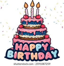 A Colorful Birthday Cake Illustration