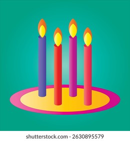 Colorful Birthday Candles on Cake Base