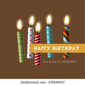 Colorful birthday candles. Vector illustrations