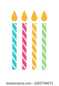 Colorful birthday candles vector set isolated on a white background.