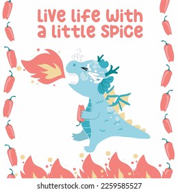 Colorful birthday card for children with cute baby dragon theme. Vector file.