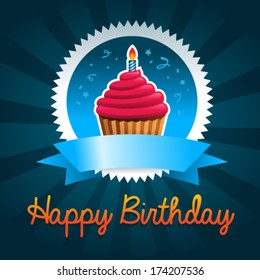 Colorful birthday card with cupcake