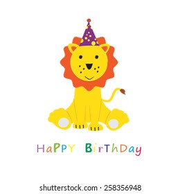 Colorful birthday card with funny and sweet animal