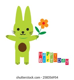 Colorful birthday card with funny and sweet animal
