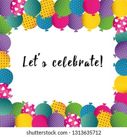 Colorful birthday card or party invitiation with ballons