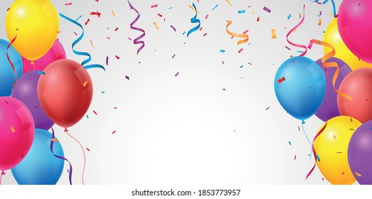 Colorful Birthday celebration banner with balloons	
