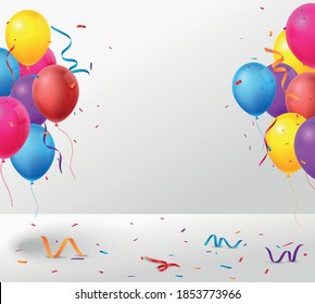 Colorful Birthday celebration banner with balloons	
