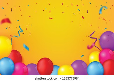 Colorful Birthday celebration banner with balloons	
