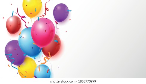 Colorful Birthday celebration banner with balloons	
