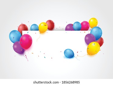 Banderole colorée de célébration d'anniversaire avec ballons
