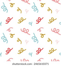 Colorful Birthday Confetti seamless pattern in simple style. Vector illustration
