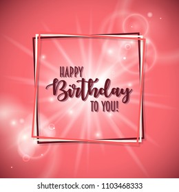 Colorful birthday frame with bokeh and flares background