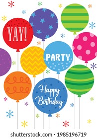 colorful birthday greeting card with balloon design