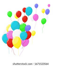 Colorful birthday party balloons flying on sky and isolate background vector