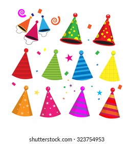 Colorful birthday party hats celebration vector