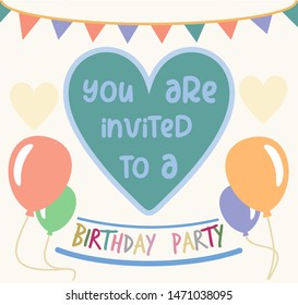 Colorful Birthday Party Invitation Card Template Stock Vector (Royalty ...