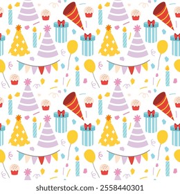 Colorful Birthday Party Seamless Pattern