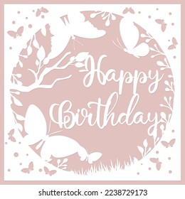 Colorful Birthday poster, Layered paper cut style, Paper cut Birthday card. 3D paper craft, Shadow box